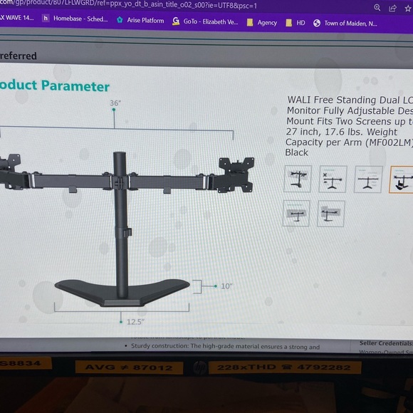 Dual LCD Monitor Fully Adjustable Desk Mount Fit Two Screens - Picture 3 of 7